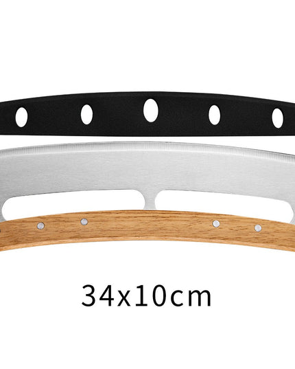 Taietor Feliator de Pizza, din Otel Inoxidabil, cu Capac, Maner din Lemn, Antialunecare, Lama Neteda si Ascutita