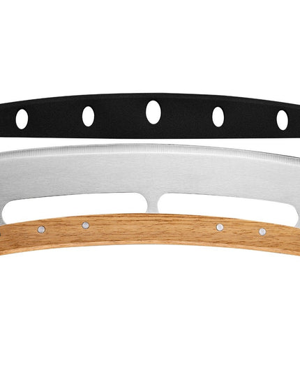 Taietor Feliator de Pizza, din Otel Inoxidabil, cu Capac, Maner din Lemn, Antialunecare, Lama Neteda si Ascutita