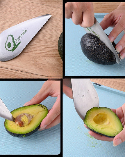 Taietor special pentru avocado 1, forma curbata, zimti pentru apucare si taiere, din otel inoxidabil