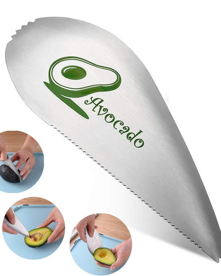 Taietor special pentru avocado 1, forma curbata, zimti pentru apucare si taiere, din otel inoxidabil