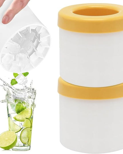 Tava de Gheata din Silicon cu Capac, Forma de Gheata pentru Racirea Bauturilor, in Forma de Pahar, Silicon fara BPA, Cuburi de Gheata