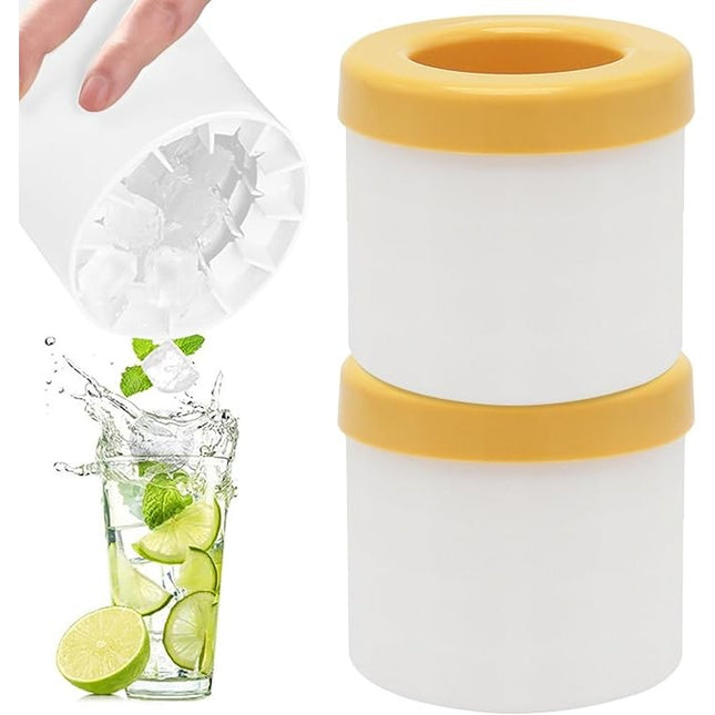 Tava de Gheata din Silicon cu Capac, Forma de Gheata pentru Racirea Bauturilor, in Forma de Pahar, Silicon fara BPA, Cuburi de Gheata