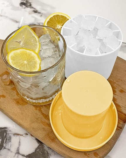 Tava de Gheata din Silicon cu Capac, Forma de Gheata pentru Racirea Bauturilor, in Forma de Pahar, Silicon fara BPA, Cuburi de Gheata