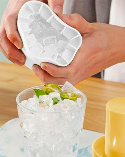 Tava de Gheata din Silicon cu Capac, Forma de Gheata pentru Racirea Bauturilor, in Forma de Pahar, Silicon fara BPA, Cuburi de Gheata