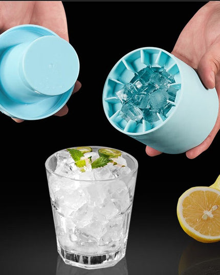 Tava de Gheata din Silicon cu Capac, Forma de Gheata pentru Racirea Bauturilor, in Forma de Frapiera, Silicon fara BPA, Cuburi de Gheata