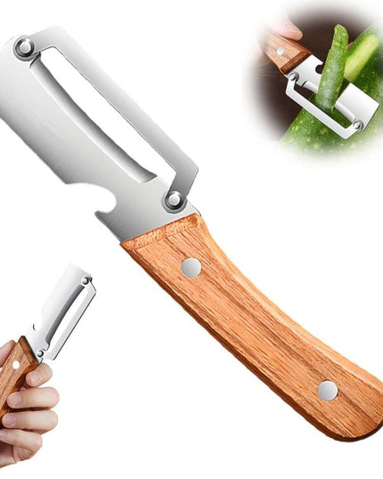 Curatator de Fructe/Legume, 2in1, Desfacator de Sticle, Multifunctional, Maner de Lemn