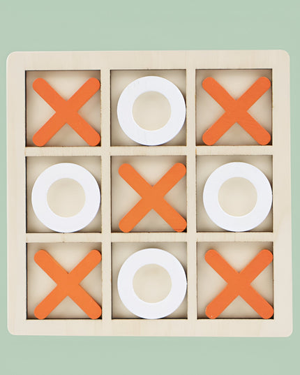 Jucarie Montessori Tic Tac Toe, Educativa, Interactiva, din lemn, X si O, 9 Piese, 14.3x14.3 cm