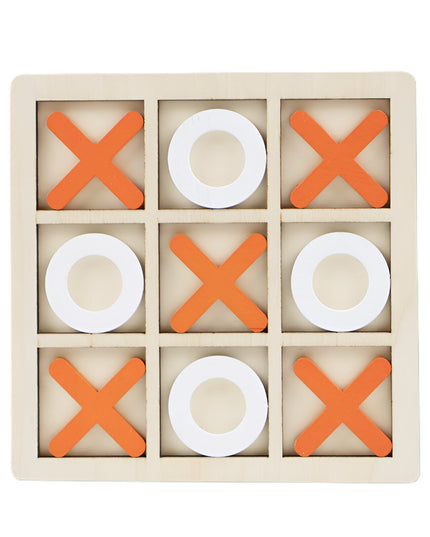 Jucarie Montessori Tic Tac Toe, Educativa, Interactiva, din lemn, X si O, 9 Piese, 14.3x14.3 cm