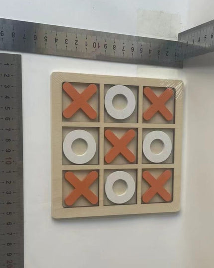 Jucarie Montessori Tic Tac Toe, Educativa, Interactiva, din lemn, X si O, 9 Piese, 14.3x14.3 cm