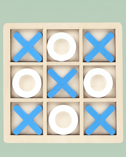 Jucarie Montessori Tic Tac Toe, Educativa, Interactiva, din lemn, X si O, 9 Piese, 14.3x14.3 cm