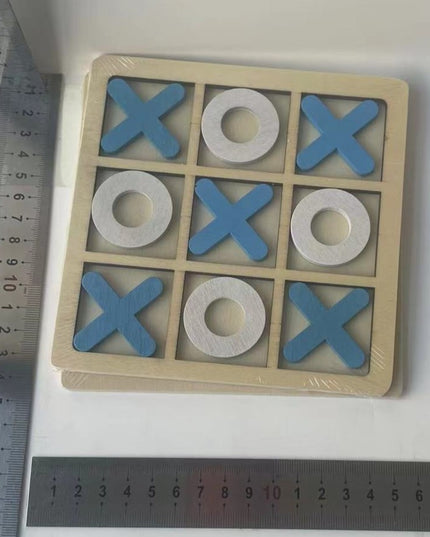 Jucarie Montessori Tic Tac Toe, Educativa, Interactiva, din lemn, X si O, 9 Piese, 14.3x14.3 cm