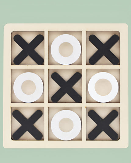 Jucarie Montessori Tic Tac Toe, Educativa, Interactiva, din lemn, X si O, 9 Piese, 14.3x14.3 cm