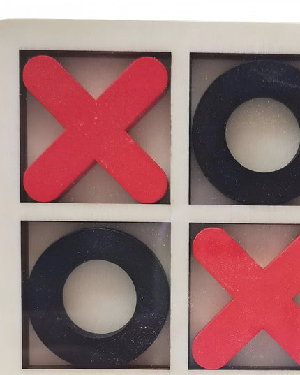 Jucarie Montessori Tic Tac Toe, Educativa, Interactiva, din lemn, X si O, 9 Piese, 14.3x14.3 cm