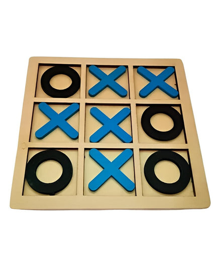 Jucarie Montessori Tic Tac Toe, Educativa, Interactiva, din lemn, X si O, 9 Piese, 14.3x14.3 cm