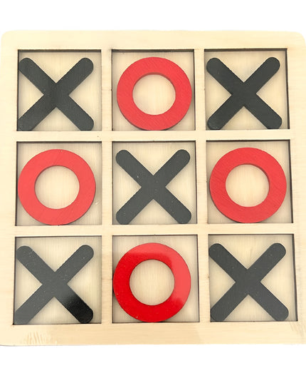 Jucarie Montessori Tic Tac Toe, Educativa, Interactiva, din lemn, X si O, 9 Piese, 14.3x14.3 cm