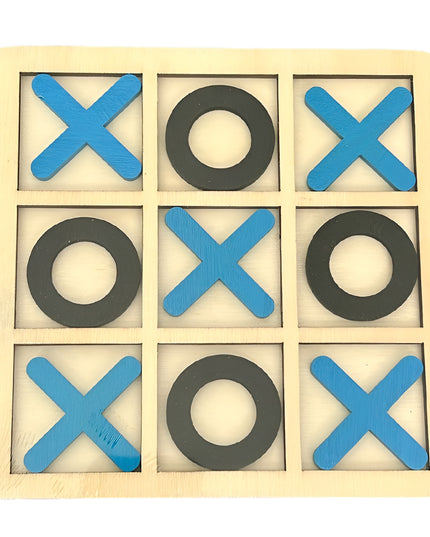 Jucarie Montessori Tic Tac Toe, Educativa, Interactiva, din lemn, X si O, 9 Piese, 14.3x14.3 cm