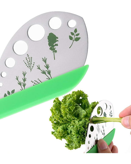 Tocator manual pentru ierburi instrument de curatat frunze, margini ascutie, 9 gauri de diferite dimensiuni, multifunctional, material otel inoxidabil, maner ergonomic, rezistent la rugina