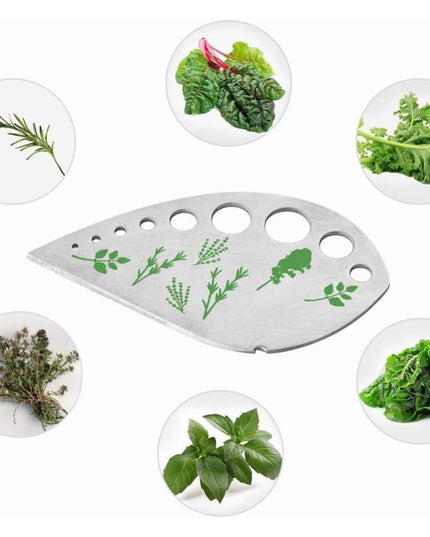 Tocator manual pentru ierburi instrument de curatat frunze, margini ascutie, 9 gauri de diferite dimensiuni, multifunctional, material otel inoxidabil, maner ergonomic, rezistent la rugina