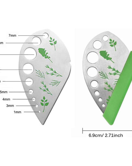 Tocator manual pentru ierburi instrument de curatat frunze, margini ascutie, 9 gauri de diferite dimensiuni, multifunctional, material otel inoxidabil, maner ergonomic, rezistent la rugina