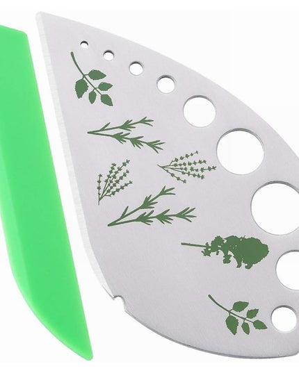 Tocator manual pentru ierburi instrument de curatat frunze, margini ascutie, 9 gauri de diferite dimensiuni, multifunctional, material otel inoxidabil, maner ergonomic, rezistent la rugina