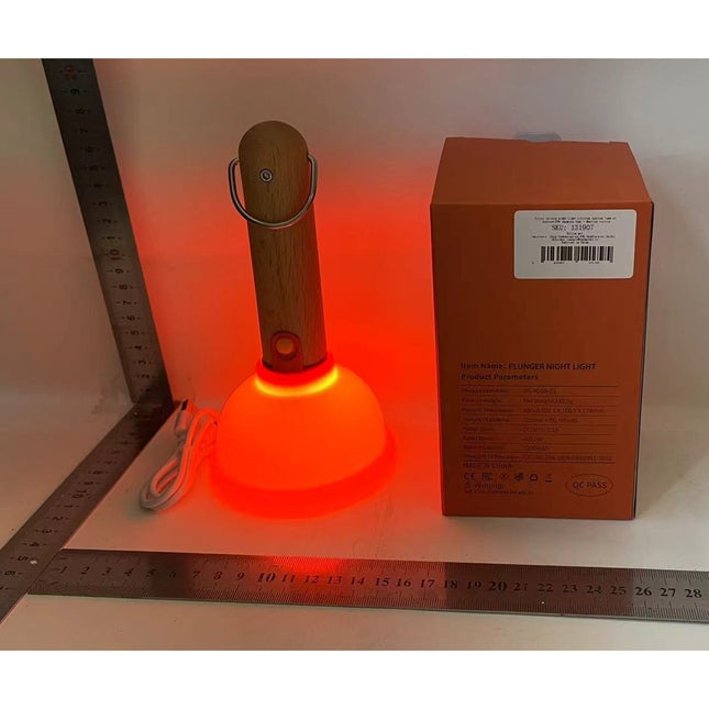 Lampa Nocturna, Model Ventuza de Toaleta, Alimentare USB, din Lemn si Silicon