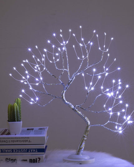 Lampa de veghe LED cu baterii si USB, Model Copac din cupru