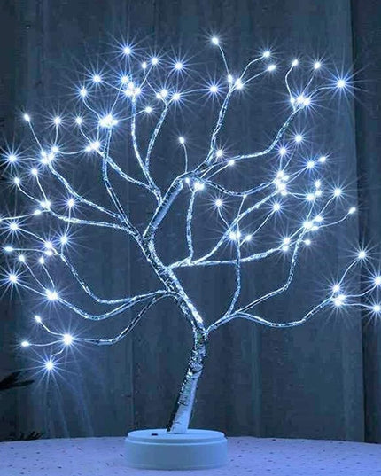 Lampa de veghe LED cu baterii si USB, Model Copac din cupru