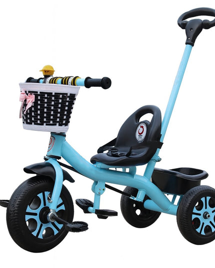 Tricicleta pentru Copii, Tricicleta Model Mickey, Ghidon cu Cos pentru Depozitare, Maner Impingere, Varsta 1-5 Ani, 80 x 60 x 53 cm
