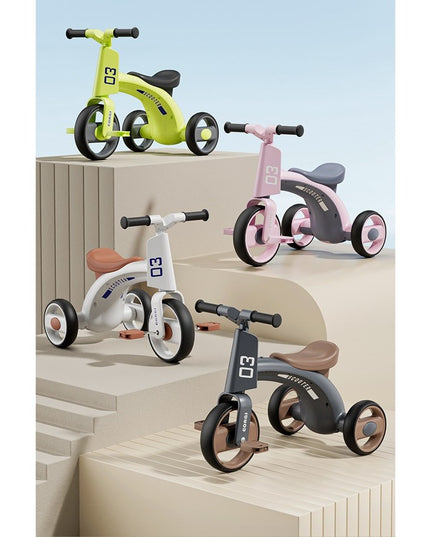 Tricicleta pentru Copii, Exercitiu de Echilibru, pentru 1-6 Ani, Functie de Lumini si Sunete, cu Pedale, din Plastic, Roti Gonflabile, Greutate Portanta 60 kg