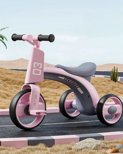 Tricicleta pentru Copii, Exercitiu de Echilibru, pentru 1-6 Ani, Functie de Lumini si Sunete, cu Pedale, din Plastic, Roti Gonflabile, Greutate Portanta 60 kg