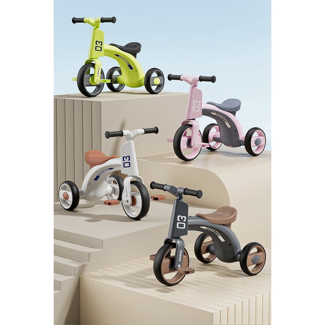 Tricicleta pentru Copii, Exercitiu de Echilibru, pentru 1-6 Ani, Functie de Lumini si Sunete, cu Pedale, din Plastic, Roti Gonflabile, Greutate Portanta 60 kg