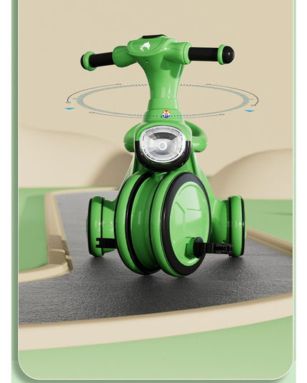 Tricicleta pentru copii pedalare, impingere, lumini si sunete, pedale antiderapante, material dur, cos depozitare, varsta peste 18 luni