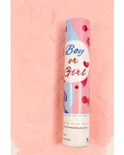 Tun Confetti, Model Gender Reveal, Boy or Girl, 40 cm, Ambalaj din Carton, Eliberare prin Rasucire