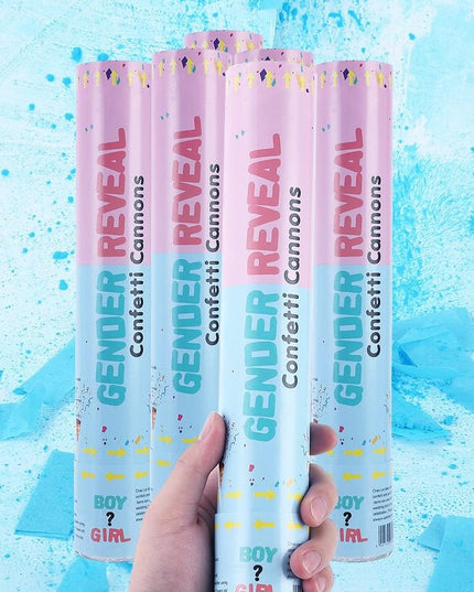Tun Confetti, Model Gender Reveal, Confetti Cannons, 40 cm, Ambalaj din Carton, Eliberare prin Rasucire