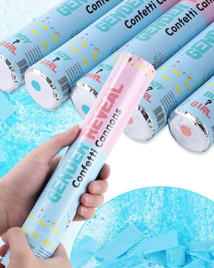 Tun Confetti, Model Gender Reveal, Confetti Cannons, 40 cm, Ambalaj din Carton, Eliberare prin Rasucire