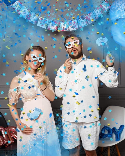 Tun Confetti, Model Gender Reveal, Confetti Cannons, 40 cm, Ambalaj din Carton, Eliberare prin Rasucire