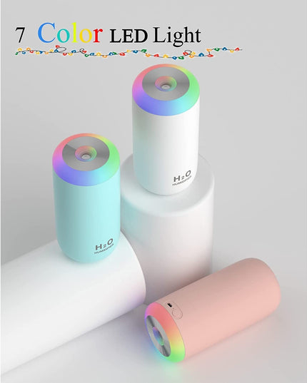 Umidificator, H2O, cu Difuzor de Aroma, Lumina de Noapte LED in 7 Culori, Zgomot Redus,350mL, Culoare