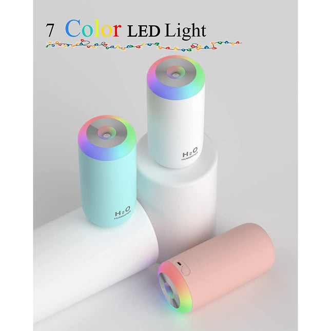 Umidificator, H2O, cu Difuzor de Aroma, Lumina de Noapte LED in 7 Culori, Zgomot Redus,350mL, Culoare