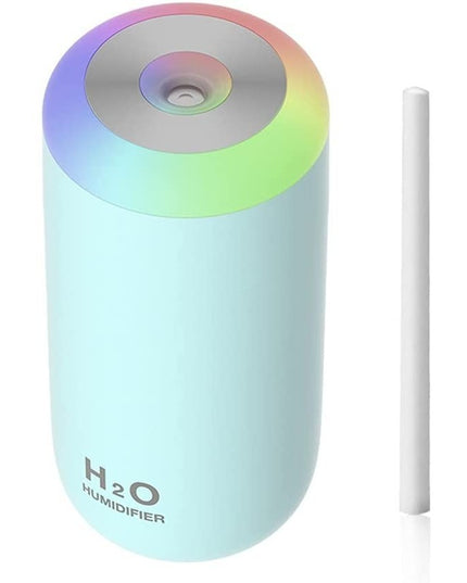 Umidificator, H2O, cu Difuzor de Aroma, Lumina de Noapte LED in 7 Culori, Zgomot Redus,350mL, Culoare Albastra