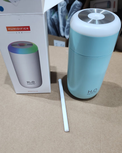 Umidificator, H2O, cu Difuzor de Aroma, Lumina de Noapte LED in 7 Culori, Zgomot Redus,350mL, Culoare Albastra