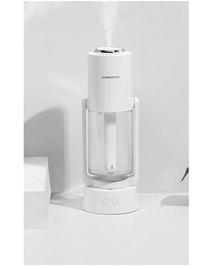 Umidificator si Purificator aer ultrasonic portabil, rezervor 200ml, cu ioni negativi, LED 7 culori, rotatie 360 grade