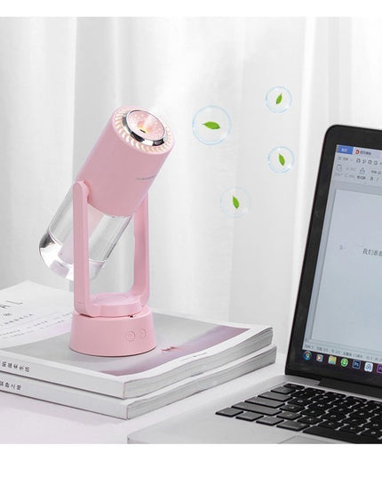 Umidificator si Purificator aer ultrasonic portabil, rezervor 200ml, cu ioni negativi, LED 7 culori, rotatie 360 grade