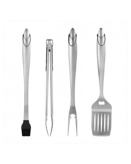 4 ustensile pentru gratar din otel inoxidabil, cu agatatoare, rezistente la temperaturi ridicate