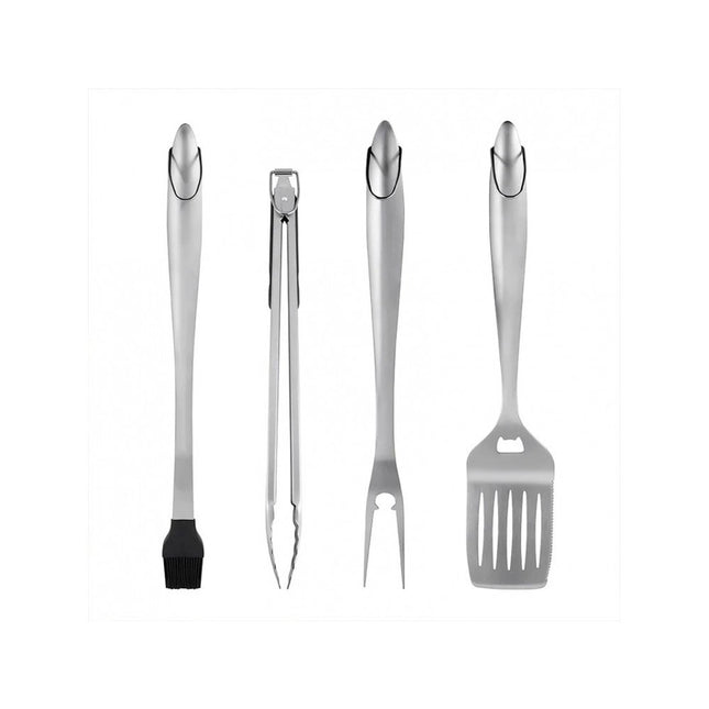 4 ustensile pentru gratar din otel inoxidabil, cu agatatoare, rezistente la temperaturi ridicate