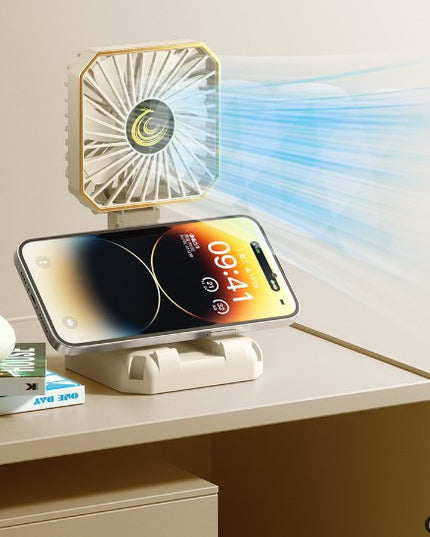 Ventilator Portabil, de Gat, de Birou, Suport Telefon,Incarcare USB, din ABS, 3 Viteze