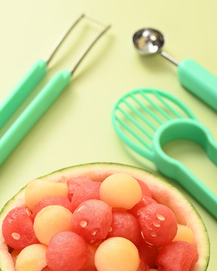 Ustensila bucatarie 1 pentru taiat si decorat fructe material inox si plastic, compact