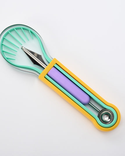 Ustensila bucatarie 1 pentru taiat si decorat fructe material inox si plastic, compact