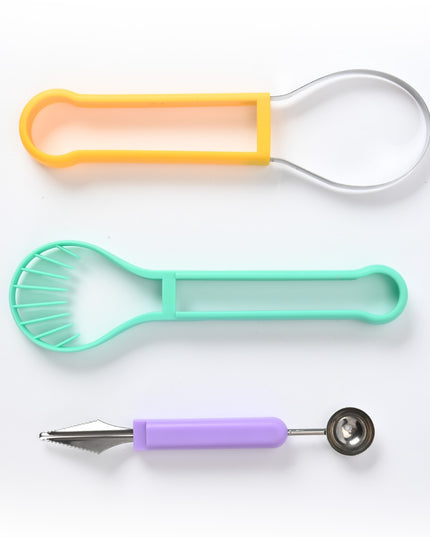 Ustensila bucatarie 1 pentru taiat si decorat fructe material inox si plastic, compact