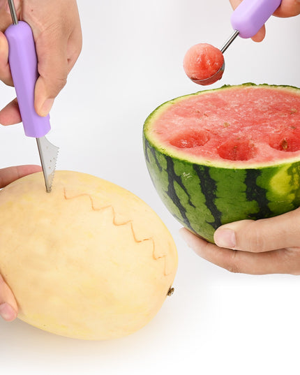 Ustensila bucatarie 1 pentru taiat si decorat fructe material inox si plastic, compact