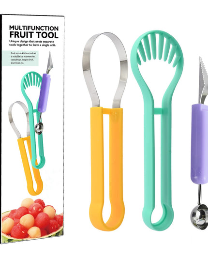 Ustensila bucatarie 1 pentru taiat si decorat fructe material inox si plastic, compact